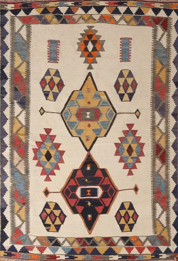 Vegetable Dye Kilim Qashqai Persian Rug 5x7