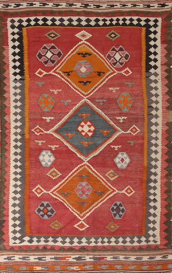 Vegetable Dye Kilim Qashqai Persian Area Rug 5x8