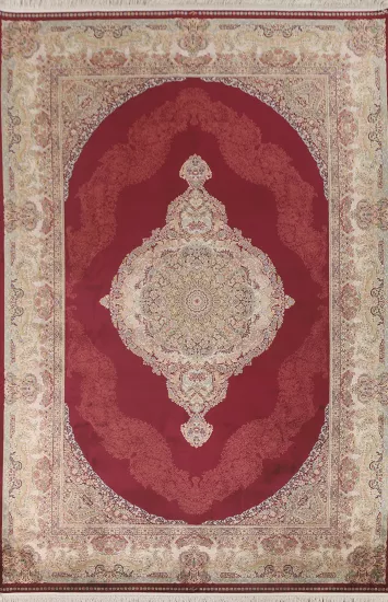 Burgundy Red Tabriz Traditional Area Rug 7x10