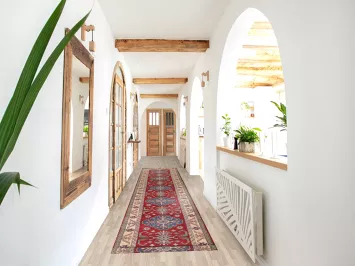 Geometric Red Kazak Oriental Runner Rug 3x16