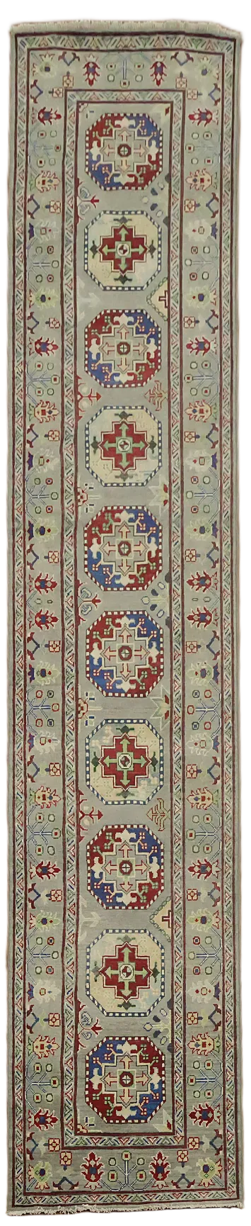 Handmade Kazak Oriental Runner Rug 3x13