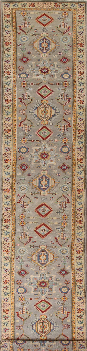 Geometric Kazak Oriental Runner Rug 3x16