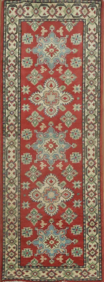 Geometric Kazak Oriental Runner Rug 2x6