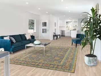 Gray Blue Floral Kazak Oriental Area Rug 7x10