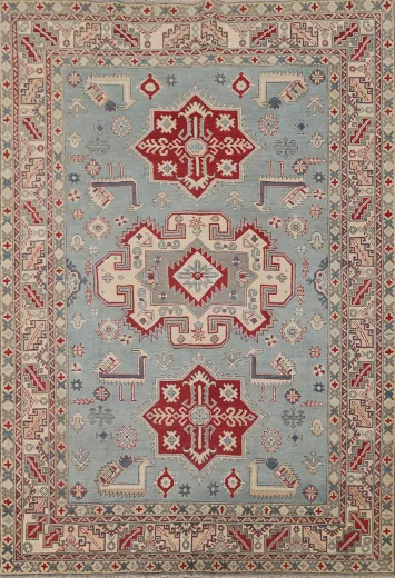 Light Blue Kazak Oriental Area Rug 7x9