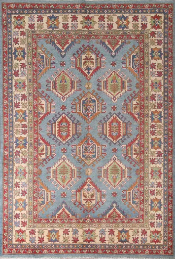 Handmade Blue Kazak Oriental Area Rug 6x9