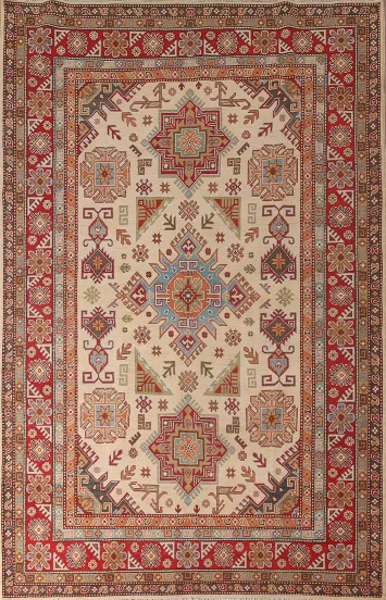 Geometric Kazak Oriental Area Rug 7x11