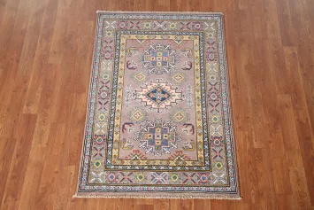Brown Geometric Kazak Handmade Rug 3x4
