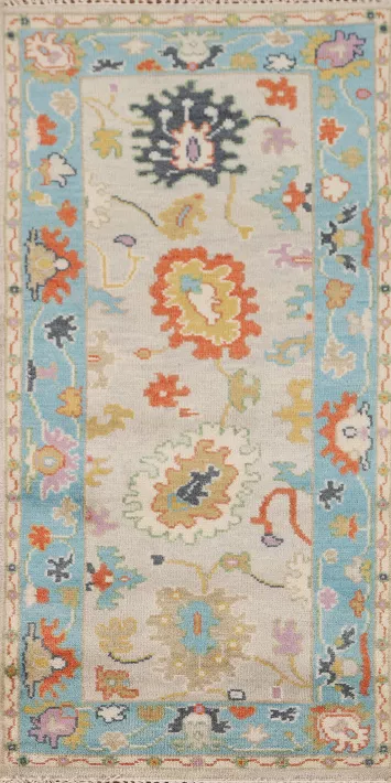 Handmade Floral Oushak Oriental Rug 3x6