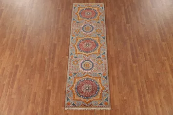 Geometric Kazak Oriental Runner Rug 3x8