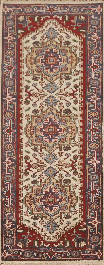 Geometric Heriz Serapi Oriental Runner Rug 3x7