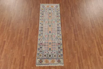 Geometric Khotan Oriental Runner Rug 3x8