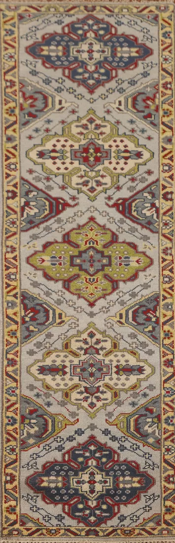 Geometric Kazak Oriental Runner Rug 3x10