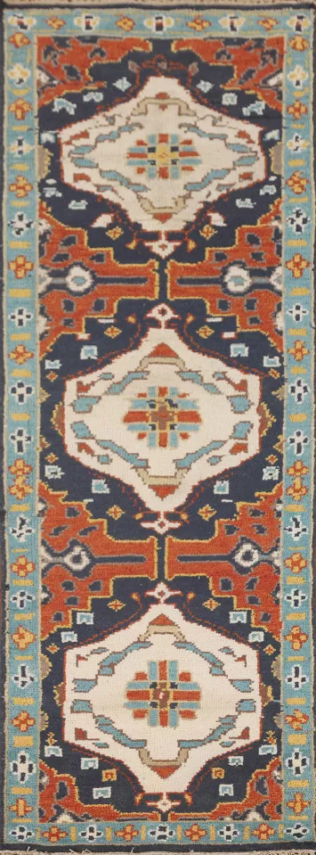 Handmade Heriz Serapi Oriental Runner Rug 3x8