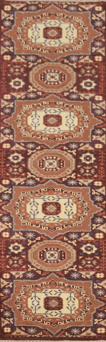 Geometric Kazak Oriental Runner Rug 3x10