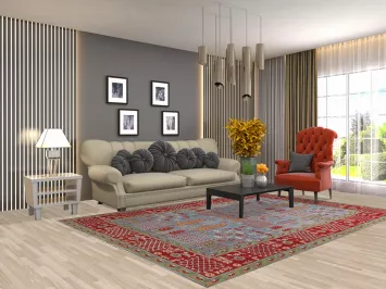 Light Blue Kazak Oriental Area Rug 7x9