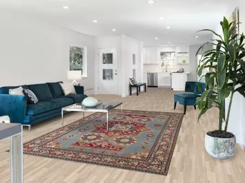 Blue Geometric Kazak Oriental Area Rug 6x10