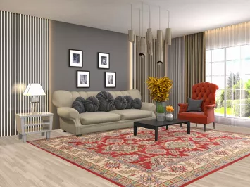 Red Geometric Kazak Oriental Area Rug 8x10