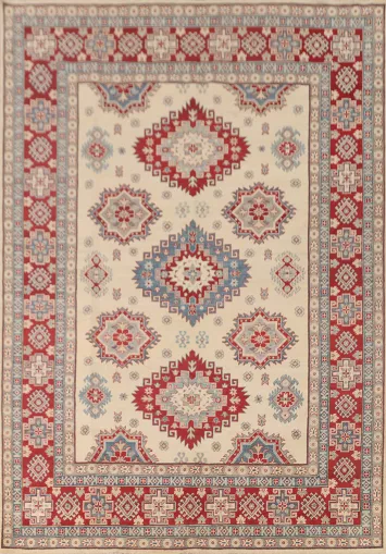 Handmade Ivory Kazak Oriental Area Rug 8x11