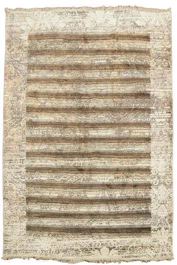 Modern Striped Abstract Handmade Rug 4x6