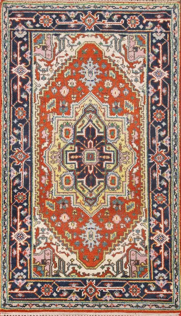 Geometric Heriz-Serapi Oriental Rug 3x6