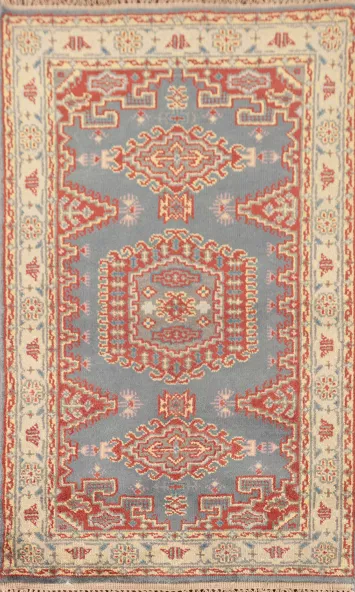 Gray Geometric Kazak Oriental Rug 3x5