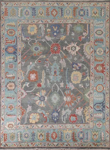 Gray Floral Oushak Oriental Area Rug 8x10