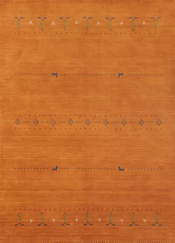 Orange Tribal Gabbeh Oriental Rug 4x6