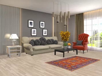 Orange Floral Heriz-Serapi Oriental Rug 3x5