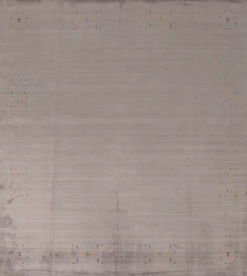 Soft Grey Gabbeh Area Rug 8x10 Featuring Discreet Colorful Details