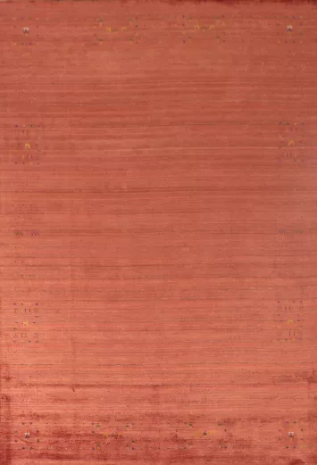 Versatile Orange Gabbeh Area Rug 8x12 with Subtle Artistic Patterns