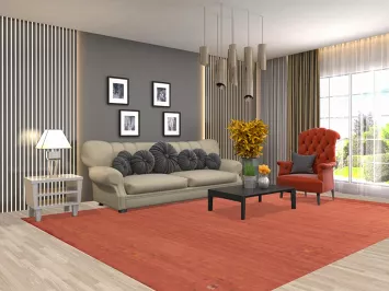 Versatile Orange Gabbeh Area Rug 8x12 with Subtle Artistic Patterns