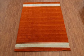 Orange Wool Gabbeh Indian Area Rug 8x11