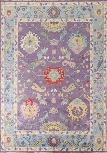 Purple Floral Oushak Indian Area Rug 9x12