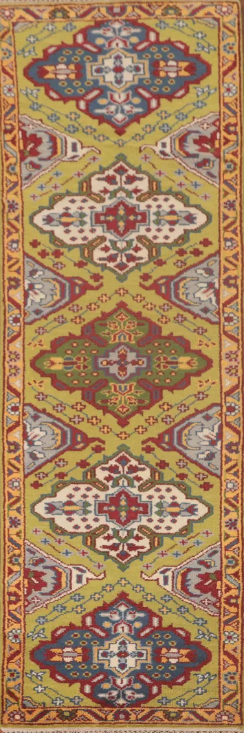 Geometric Kazak Oriental Runner Rug 3x10