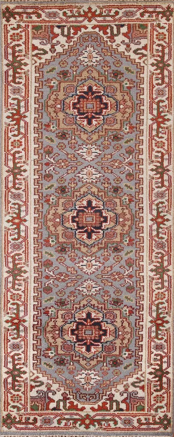 Handmade Heriz Serapi Oriental Runner Rug 3x8