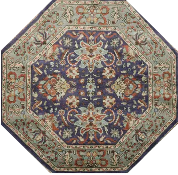 Blue Octagon Heriz Serapi Oriental Rug 6x6