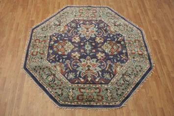 Blue Octagon Heriz Serapi Oriental Rug 6x6