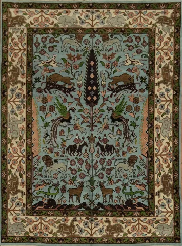 Wilderness Fauna and Forest Animal Artistry in a Decorative Rug 9x12