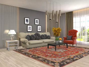 Orange Geometric Heriz Serapi Oriental Area Rug 8x10