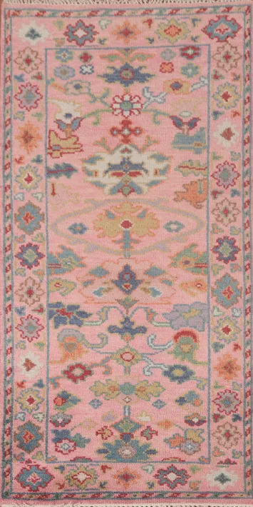 All-Over Pink Oushak Oriental Rug 3x6