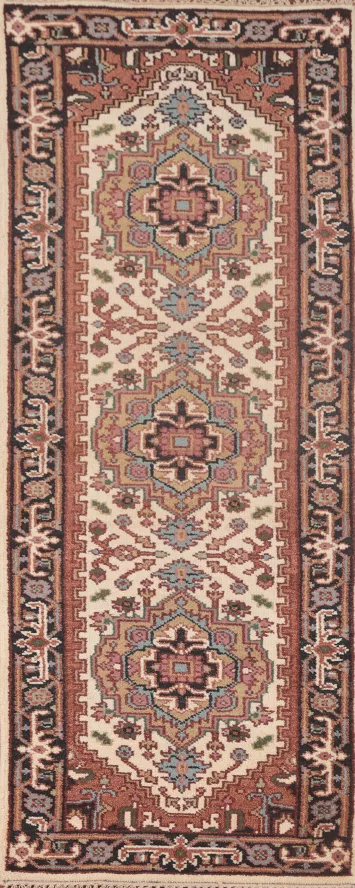 Geometric Heriz Serapi Oriental Runner Rug 3x8