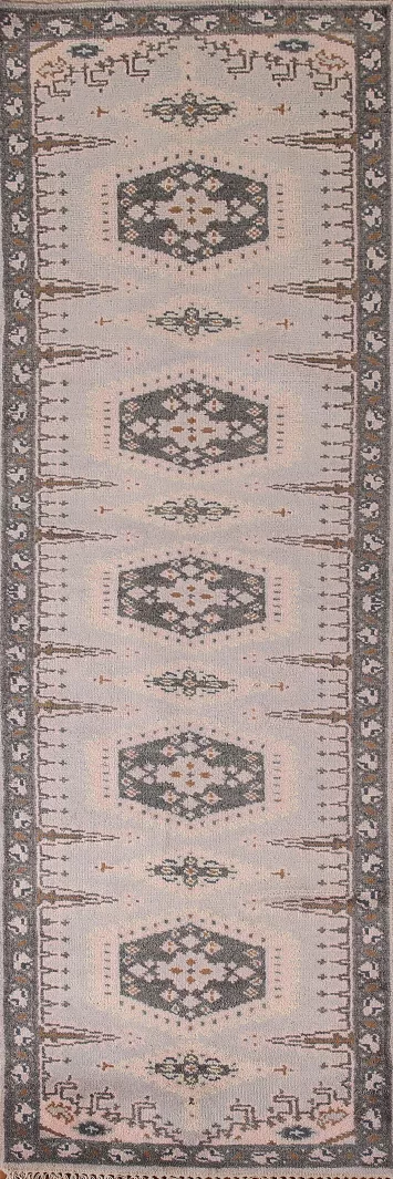 Geometric Kazak Oriental Runner Rug 3x10