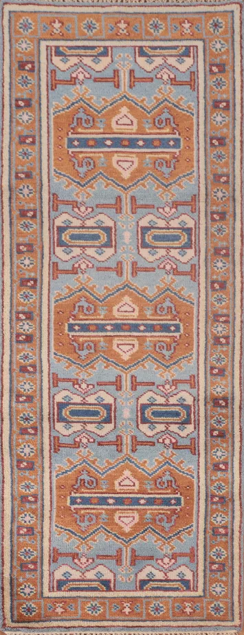 Geometric Khotan Oriental Runner Rug 3x8