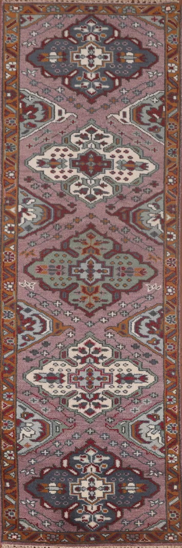 Geometric Kazak Oriental Runner Rug 3x10