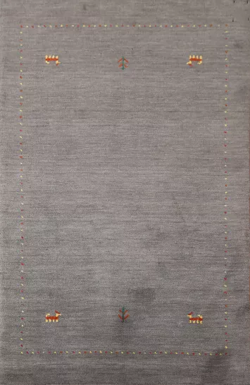 Tribal Gray Gabbeh Oriental Rug 4x6