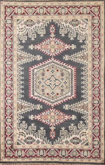 Gray Geometric Heriz-Serapi Oriental Rug 4x6
