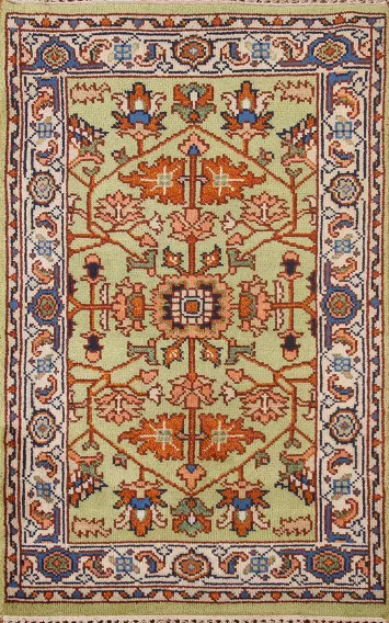 Light Green Oushak Oriental Rug 3x5