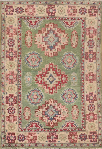 Green Kazak Oriental Rug 3x4