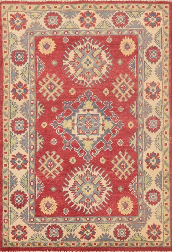 Geometric Red Kazak Oriental Rug 3x4